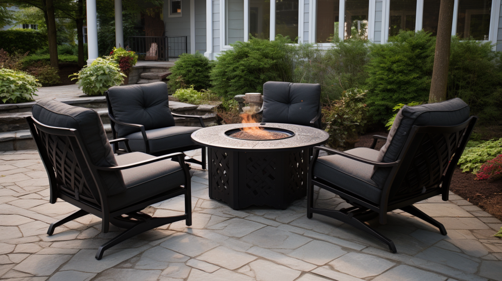 firepit and patio furniture