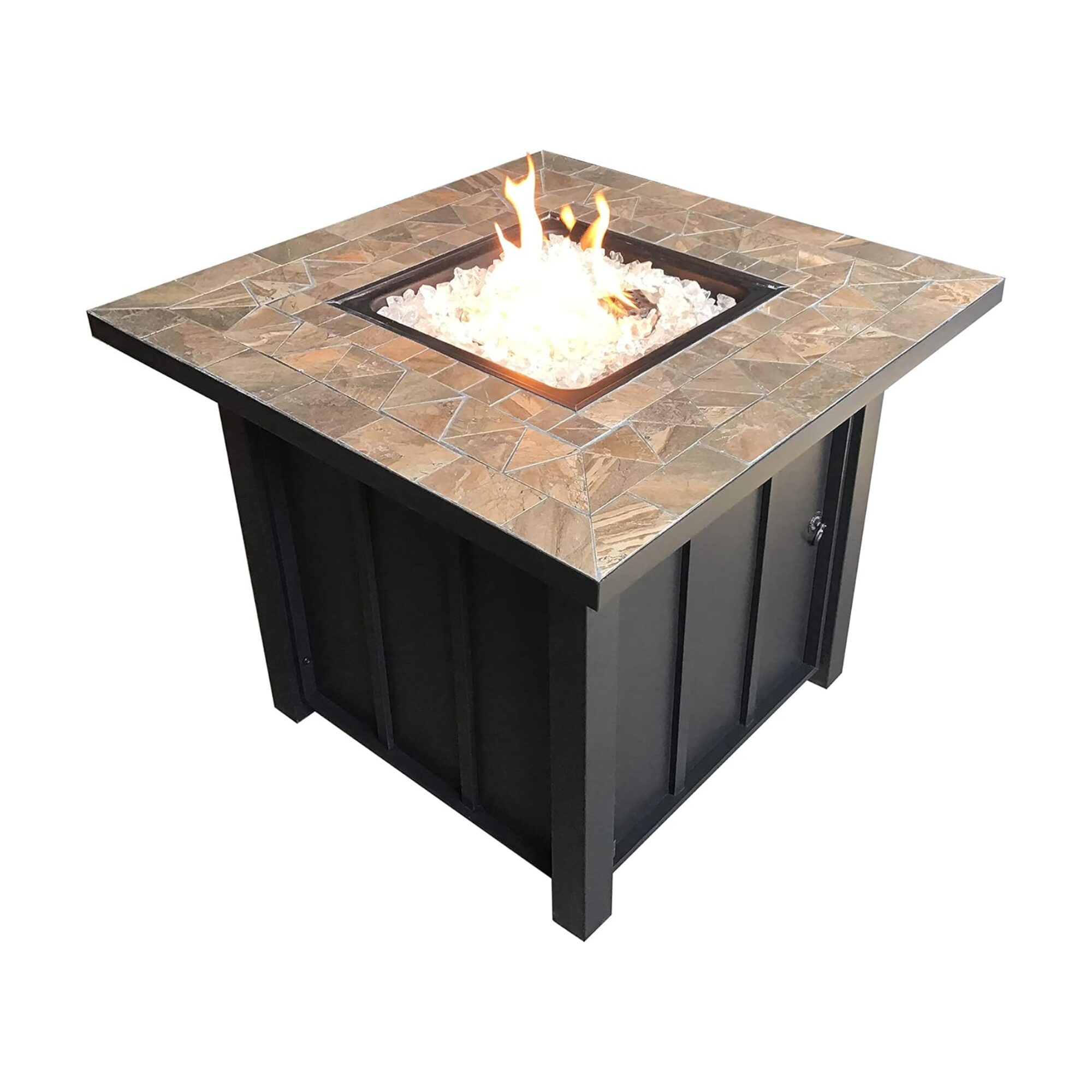 30-in W Black Steel Square Liquid propane Fire pit