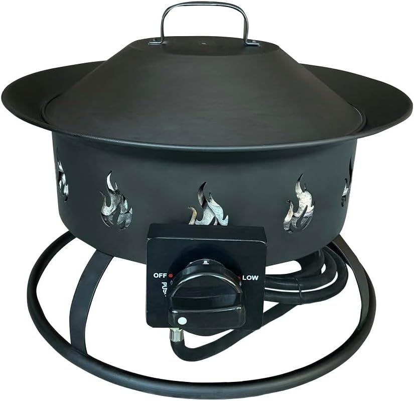 Round Portable Camp Fire Pit in Black