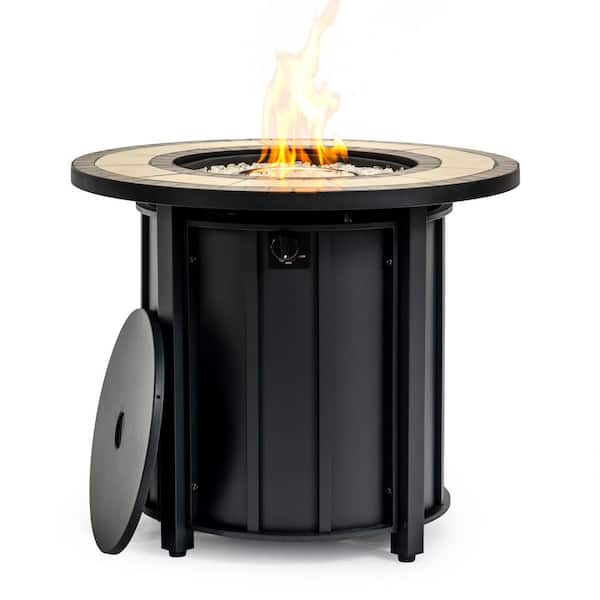 Hover Image to Zoom 40,000 BTU 30 in. Round Bronze Tile Top Propane Firepit