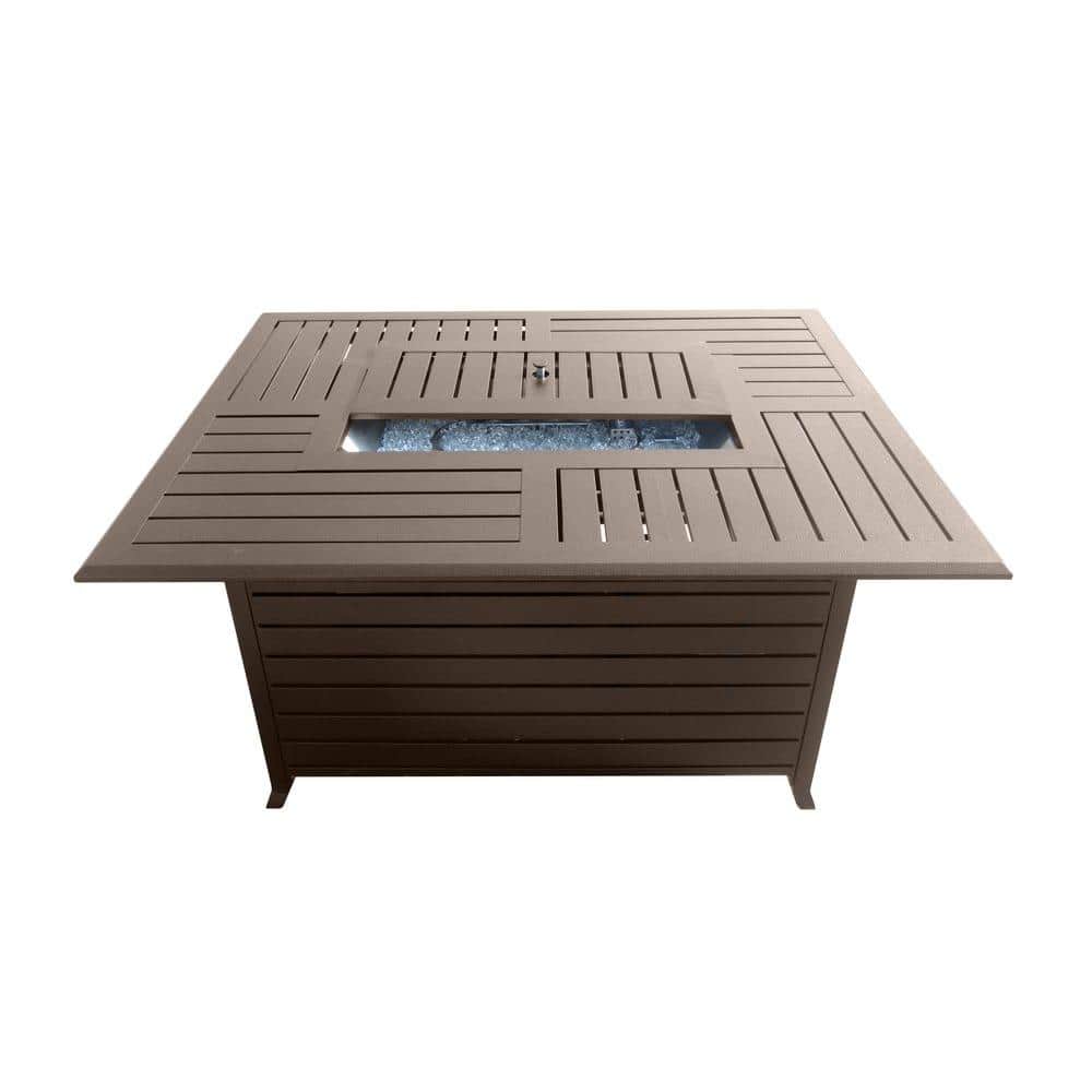 Rectangular Cast Aluminum Slatted Fire Pit, Bronze