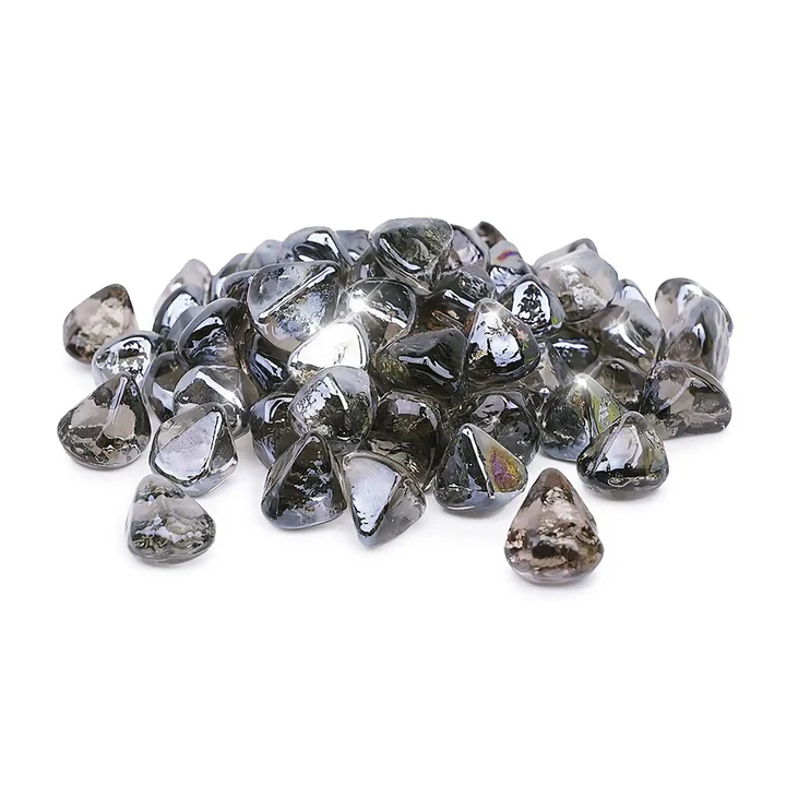 Smokey Grey Glass Diamonds - Fire Glass - 10 lbs